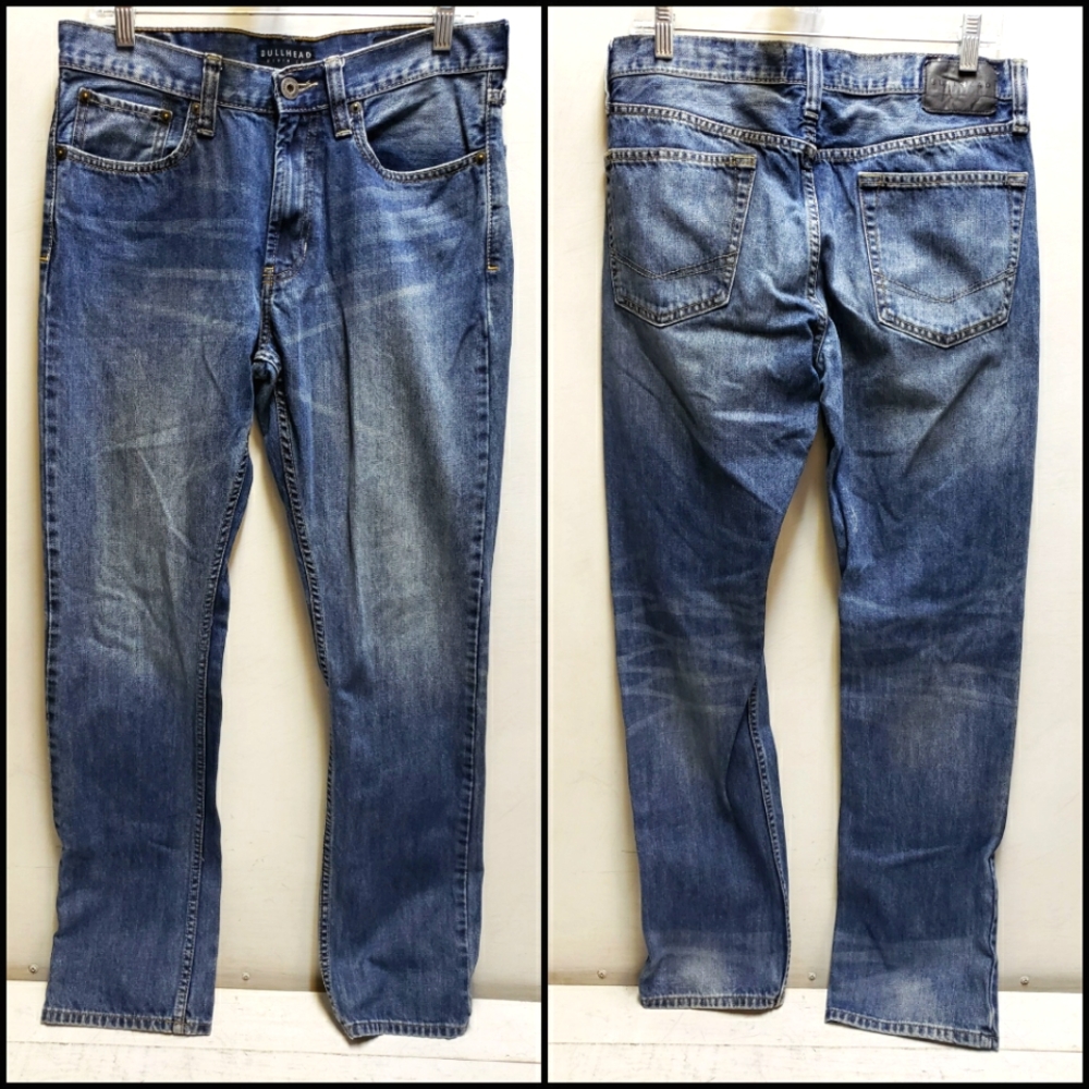BULLHEAD Denim Co 32x32 Mens Denim Blue Jeans Slim Fit Cotton
